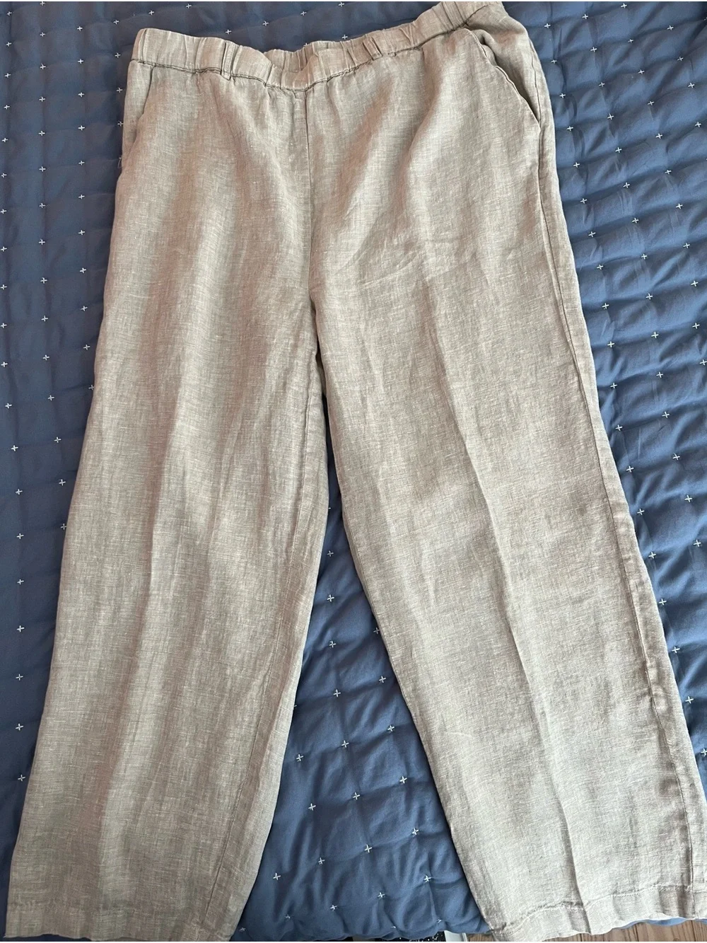 Quince brand Lightweight Linen Blend Wide-Leg Pants — Neutral Taupe
